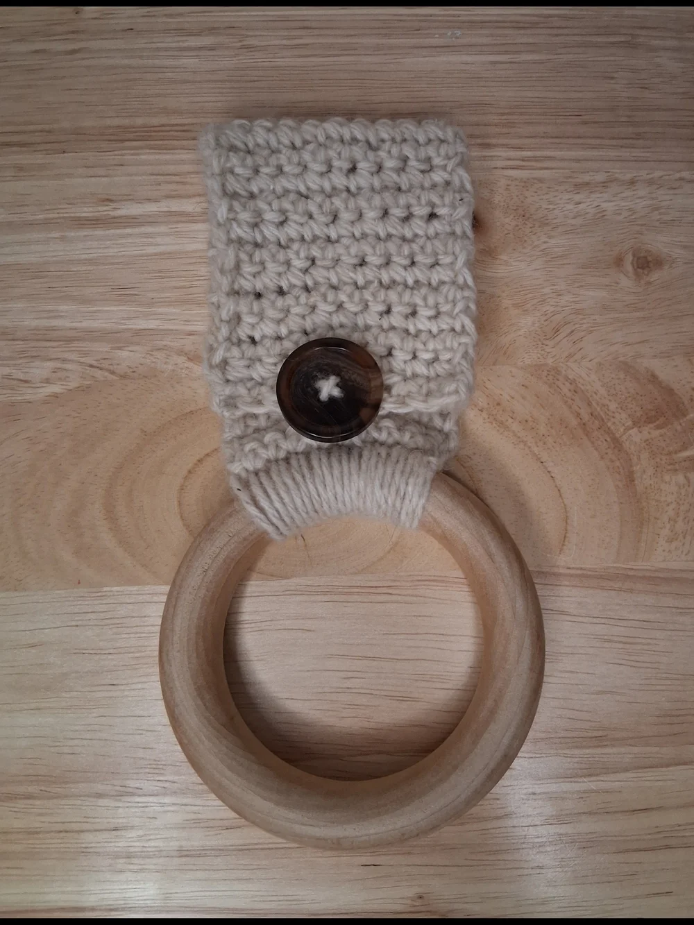 Crochet Kitchen Towel Holder With Wooden Ring